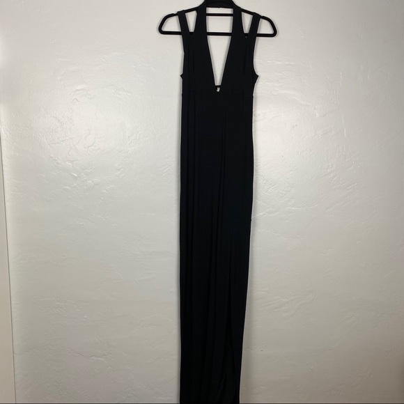 ASOS Black Maxi Dress Halter Soft (Tshirt material - Picture 1 of 5